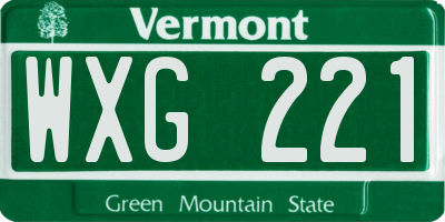 VT license plate WXG221