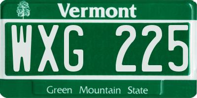 VT license plate WXG225