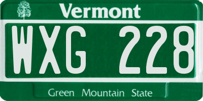 VT license plate WXG228