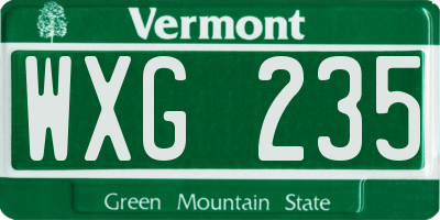 VT license plate WXG235