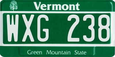 VT license plate WXG238