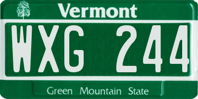 VT license plate WXG244