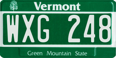 VT license plate WXG248