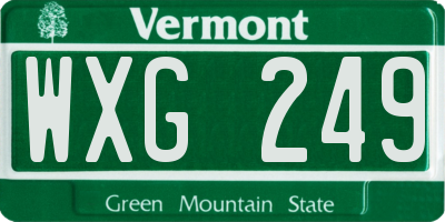 VT license plate WXG249