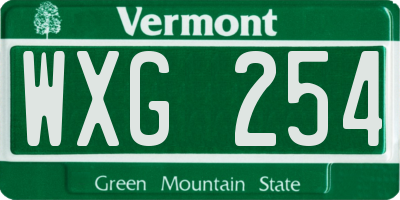 VT license plate WXG254