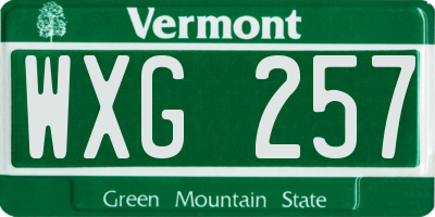VT license plate WXG257
