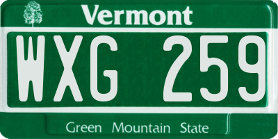VT license plate WXG259