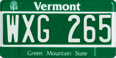 VT license plate WXG265