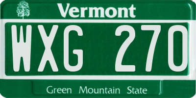 VT license plate WXG270