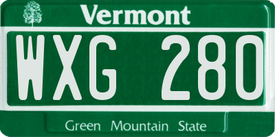 VT license plate WXG280