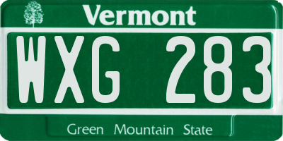 VT license plate WXG283