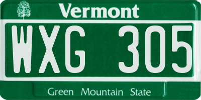 VT license plate WXG305
