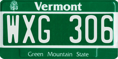 VT license plate WXG306