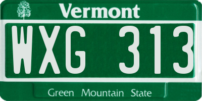 VT license plate WXG313