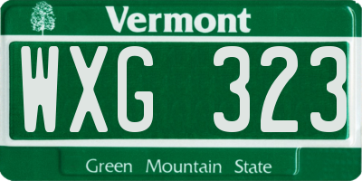 VT license plate WXG323