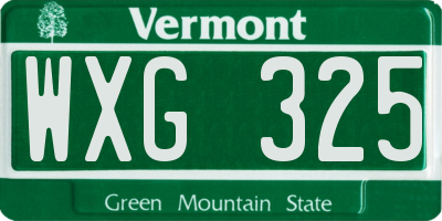 VT license plate WXG325