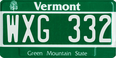 VT license plate WXG332