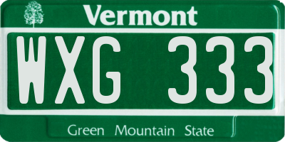 VT license plate WXG333