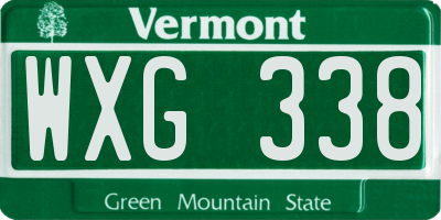 VT license plate WXG338