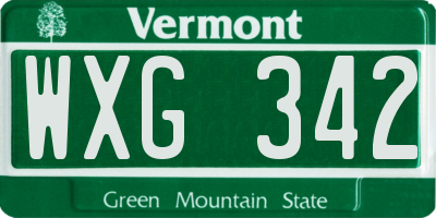 VT license plate WXG342