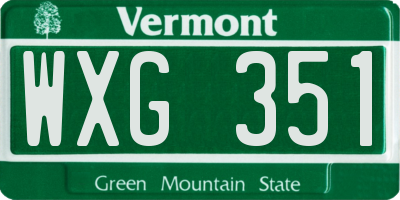 VT license plate WXG351