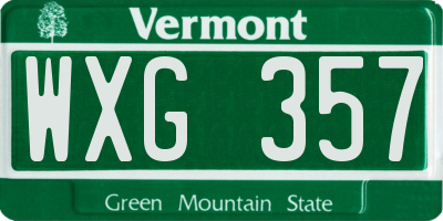 VT license plate WXG357