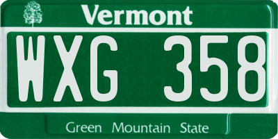 VT license plate WXG358