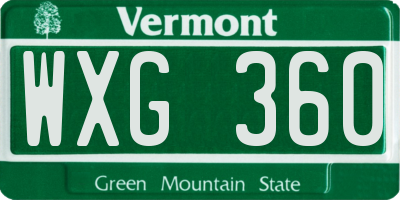 VT license plate WXG360