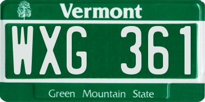 VT license plate WXG361