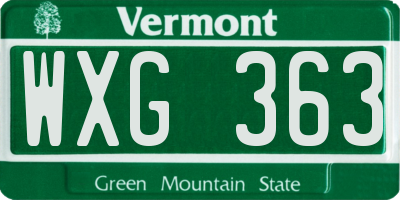 VT license plate WXG363