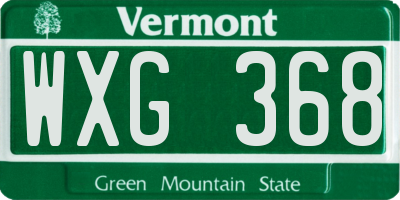 VT license plate WXG368