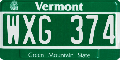 VT license plate WXG374