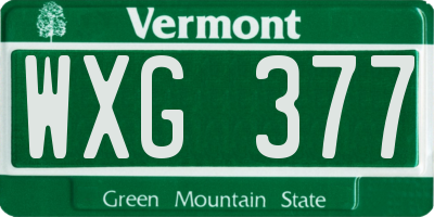 VT license plate WXG377