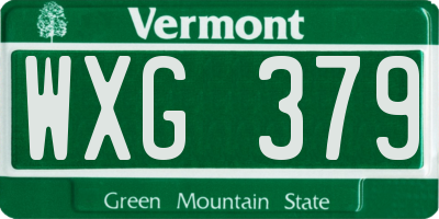 VT license plate WXG379