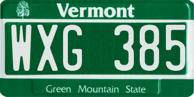 VT license plate WXG385