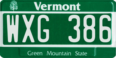 VT license plate WXG386