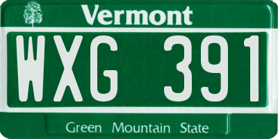 VT license plate WXG391
