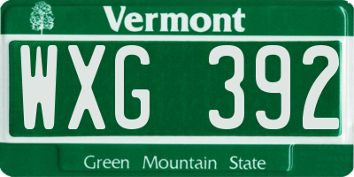 VT license plate WXG392