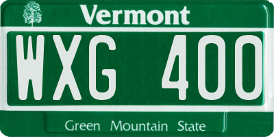 VT license plate WXG400