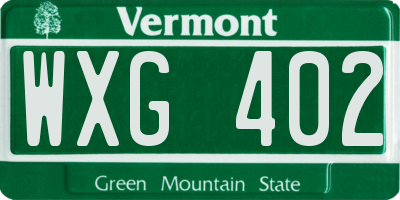 VT license plate WXG402