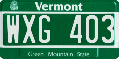 VT license plate WXG403