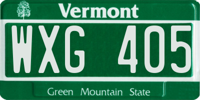 VT license plate WXG405