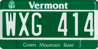 VT license plate WXG414