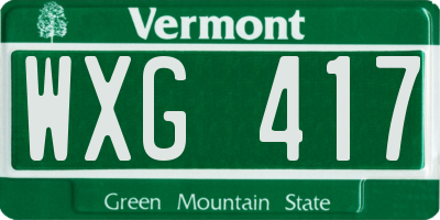VT license plate WXG417
