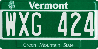 VT license plate WXG424