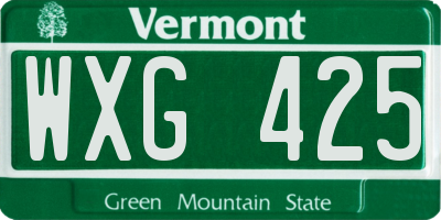 VT license plate WXG425