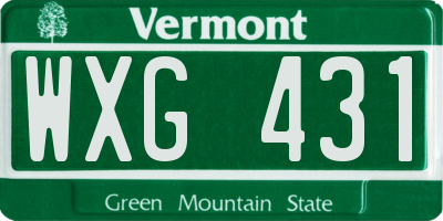 VT license plate WXG431