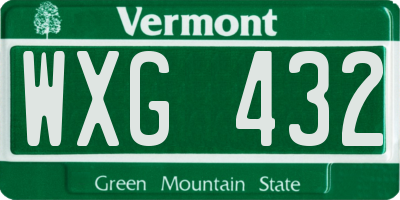 VT license plate WXG432