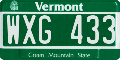 VT license plate WXG433