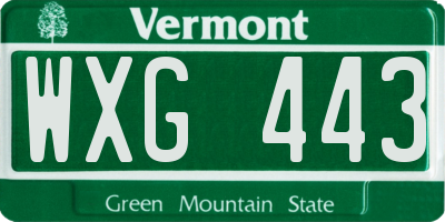 VT license plate WXG443